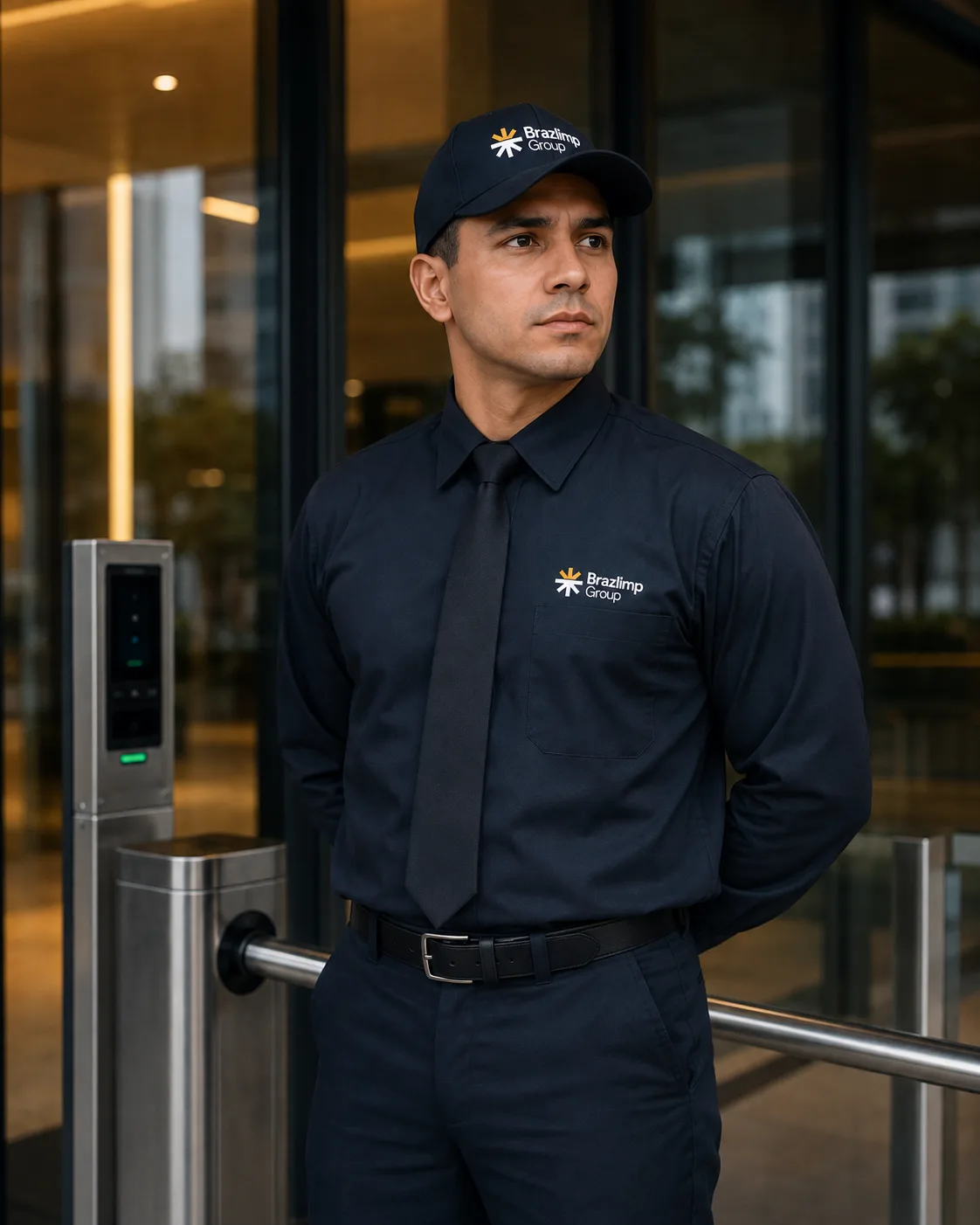 Profissional de portaria da Brazlimp em controle de acesso